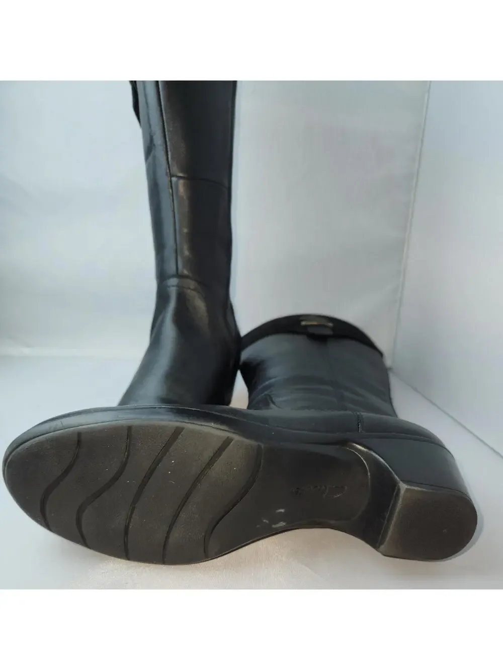 Clark's Marilyn Abby Black Leather Suede Knee-High Boots Size 8.5 M